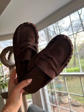 American Eagle Outfitters Brown Suede Moccasin Loafers